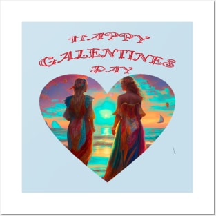 Galentines girls on the beach Posters and Art